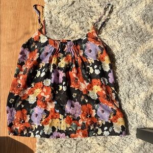 Kimchi Blue Floral Tank Top - Black, Orange, Purple